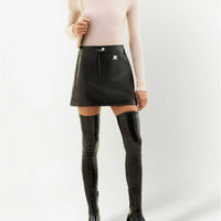 新品-vinyl mini skirt-baby pink