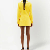 新品-vinyl mini skirt-yellow