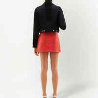 新品-vinyl mini skirt-brown