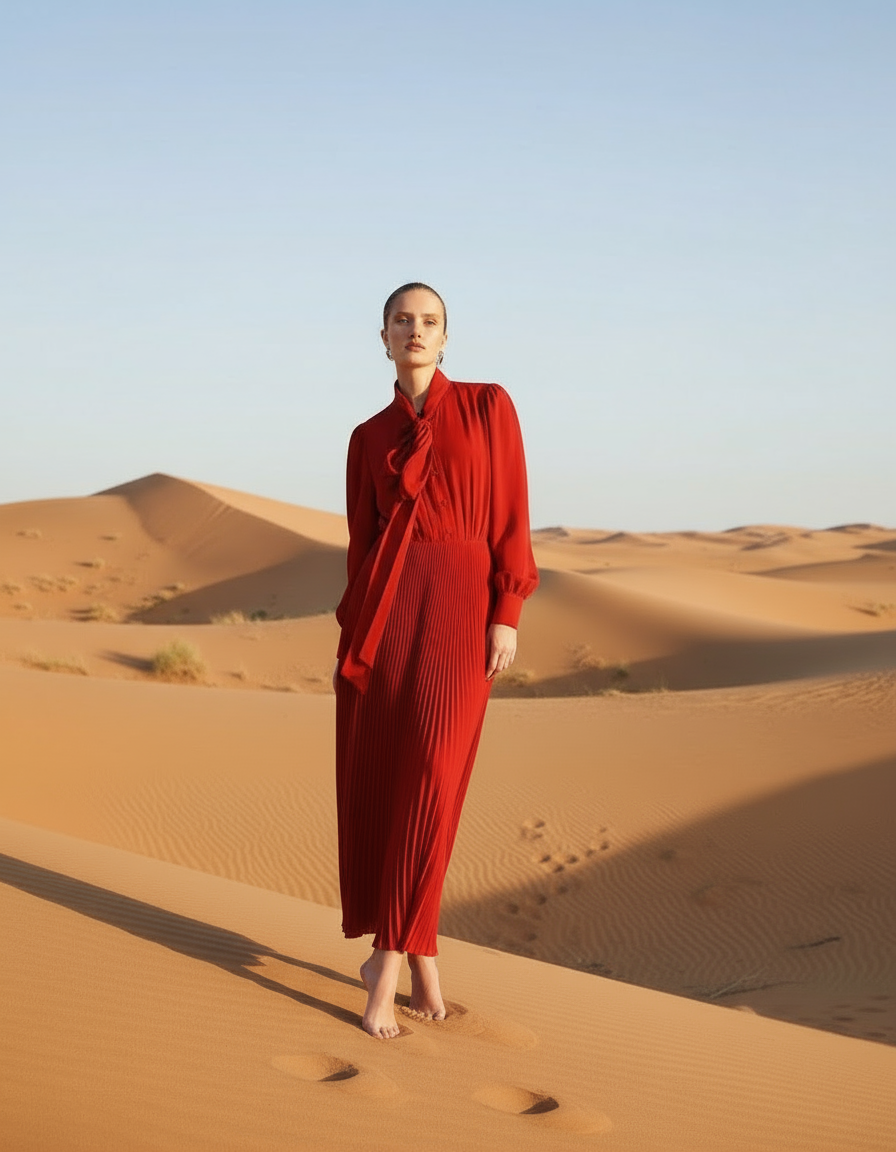 silk pleats long DRESS(38/S) – Dressing my Way