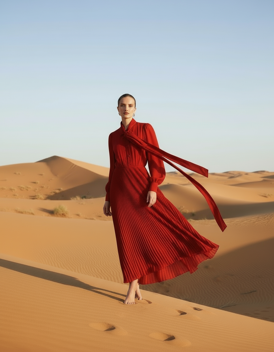 silk pleats long DRESS(38/S) – Dressing my Way