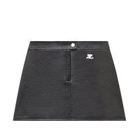 新品-vinyl mini skirt-yellow