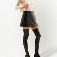 新品-vinyl mini skirt-yellow