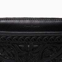 Cording Embroidery Pouch With Leather Strap - black(入荷リクエスト)