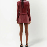 新品-vinyl mini skirt-yellow