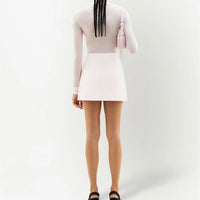 新品-vinyl mini skirt-baby pink