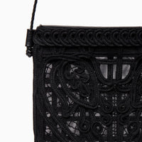 Cording Embroidery Pouch With Leather Strap - black(入荷リクエスト)