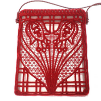 Cording Embroidery Pouch With Leather Strap - RED(入荷リクエスト)