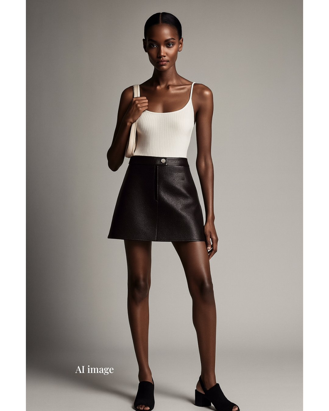 New - Vinyl Mini Skirt - Brown