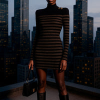 metallic stripe dress
