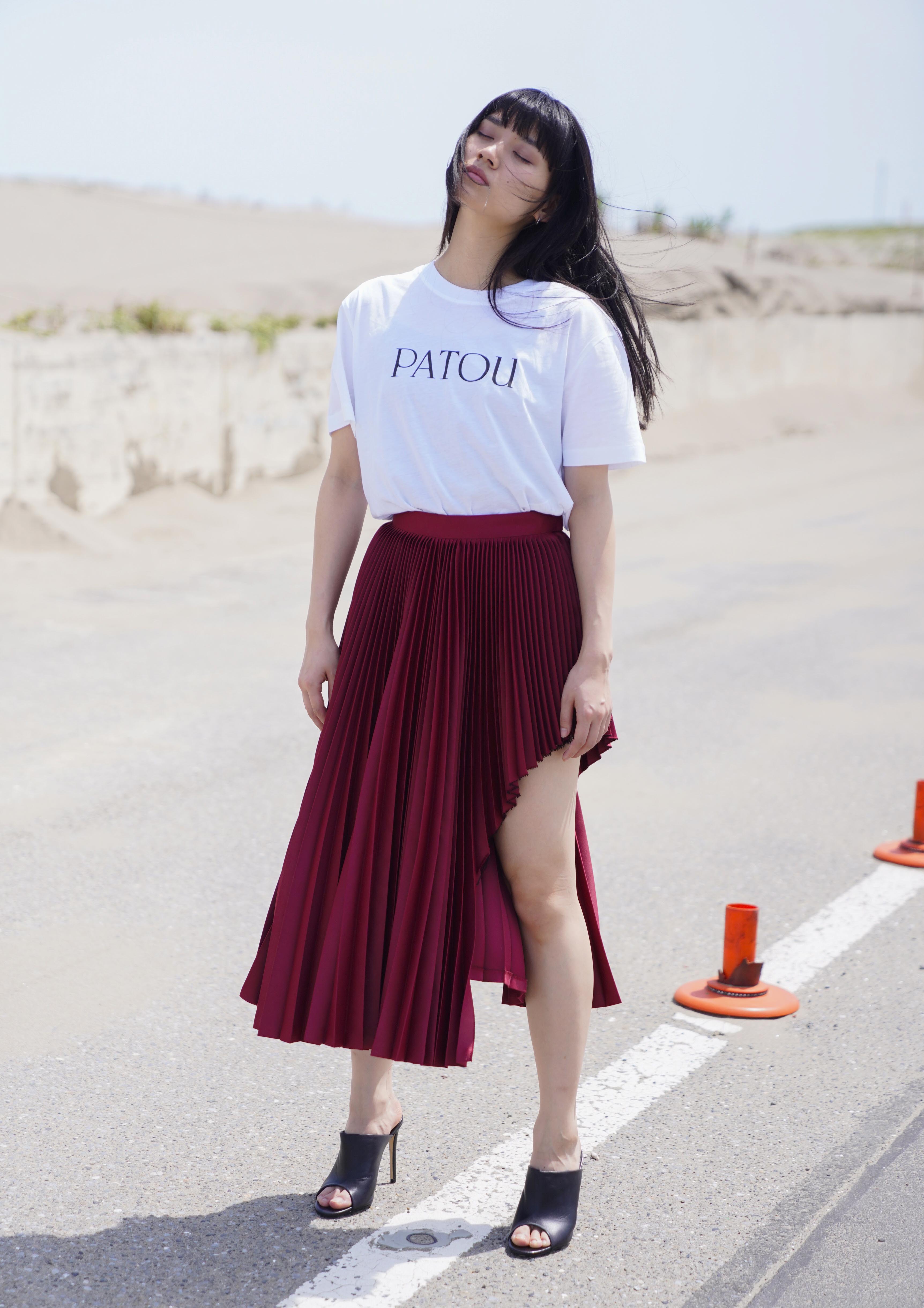 スカート john lawrence sullvan asymmetry skirt JOHN LAWRENCE SULLIVAN スカート STRIPED WOOL ASYMMETRY SKIRT