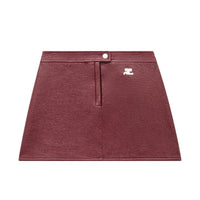 新品-vinyl mini skirt-brown