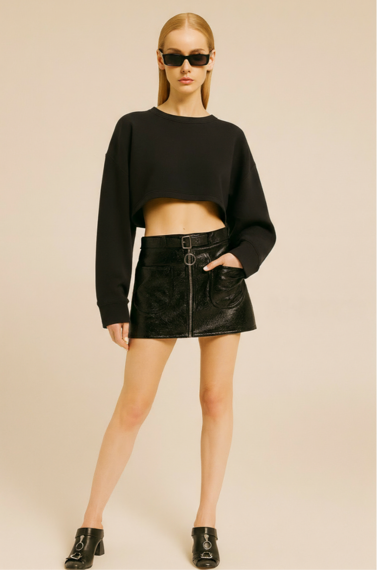 新品zip mini skirt