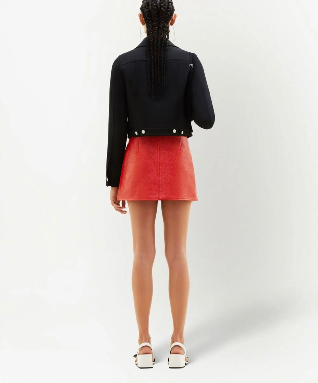 新品-vinyl mini skirt-brown