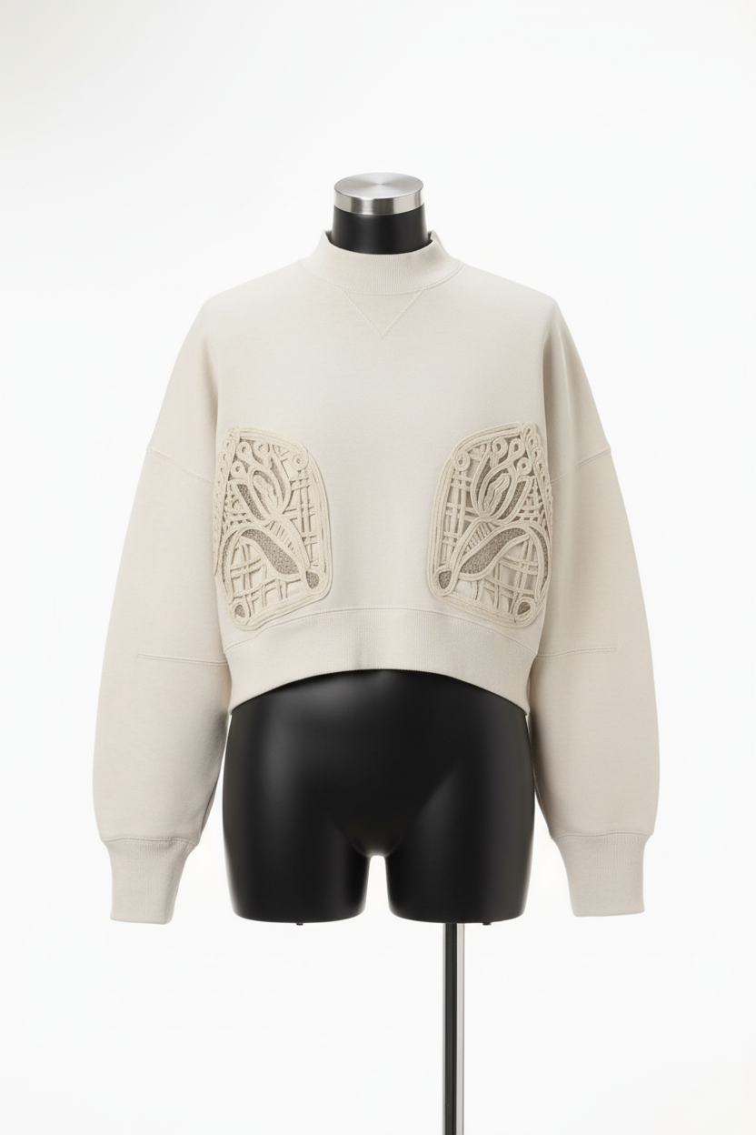 Cording Embroidery Cropped Sweatshirt Ecru(1/S)1着のみ 入荷リクエスト