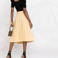 未使用品 cutout pleats skirt yellow(38/M)入荷リクエスト受付中