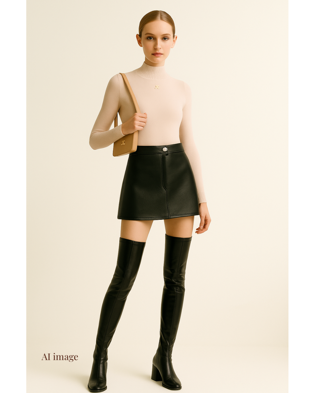 新品-vinyl mini skirt-black