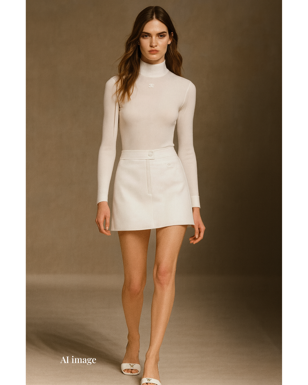 新品-vinyl mini skirt-White