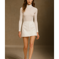 新品-vinyl mini skirt-White