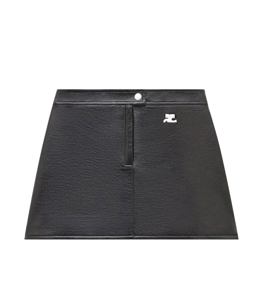 新品-vinyl mini skirt-brown