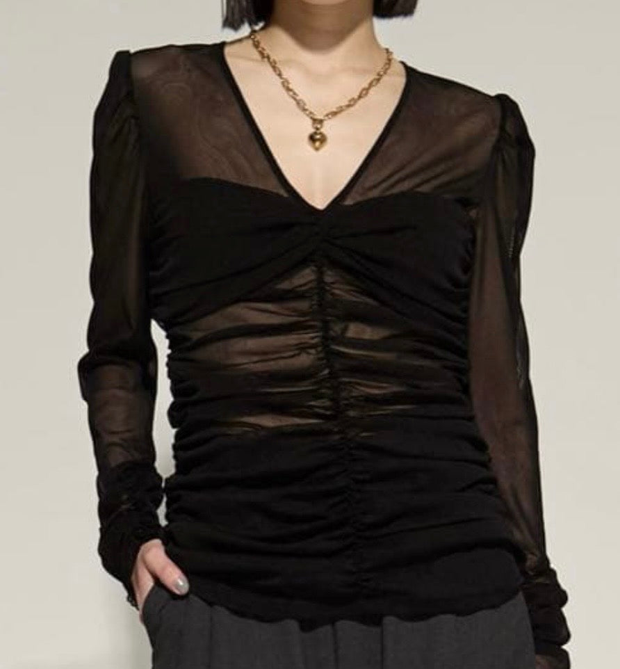 未使用品 【手洗い可】STUDIOS for FETICO 別注 TULLE GATHERD TOP (FREE SIZE)入荷リクエスト受付中
