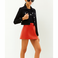 新品-vinyl mini skirt-red