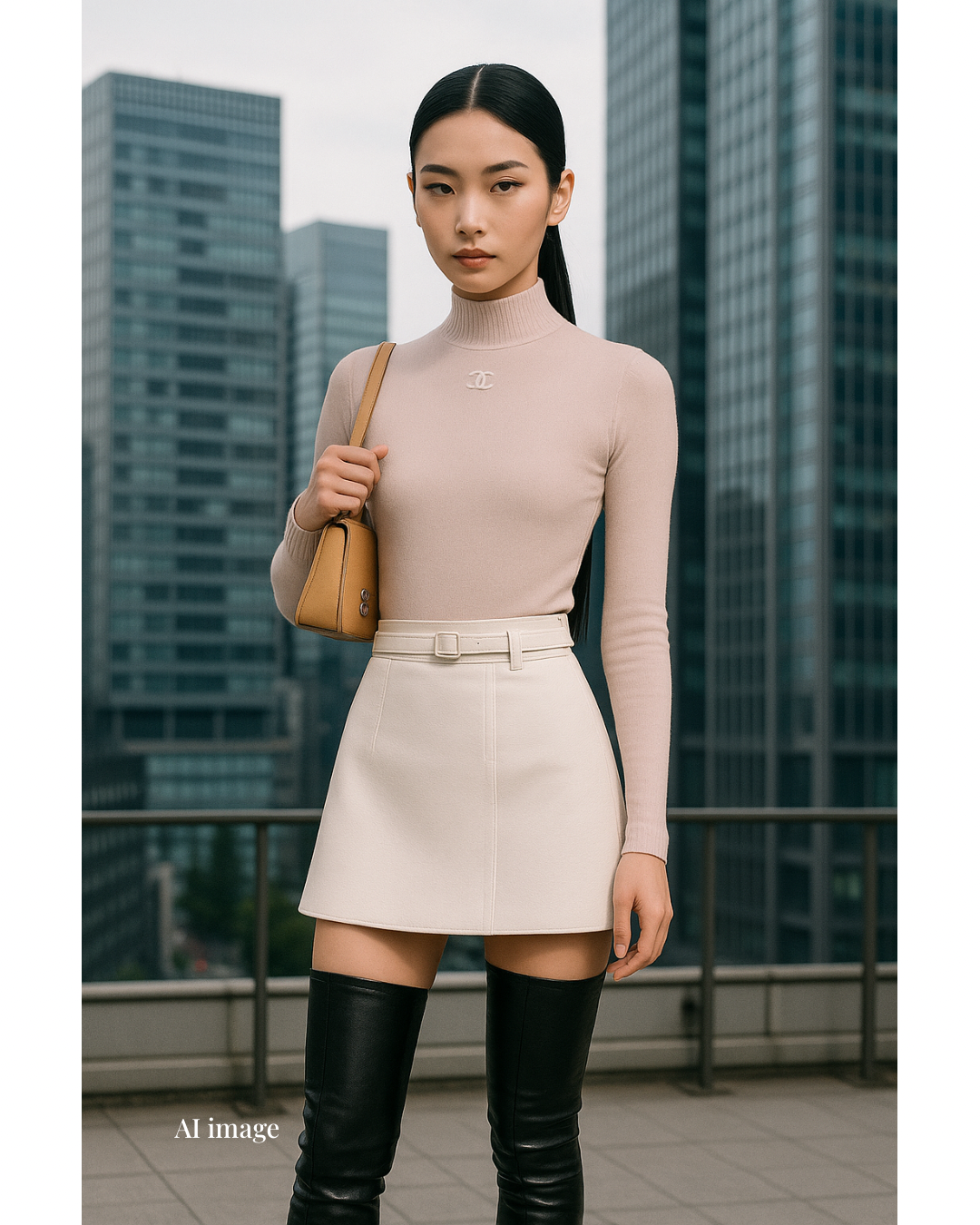 新品-vinyl mini skirt-White