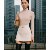 新品-vinyl mini skirt-White