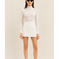 新品-vinyl mini skirt-White