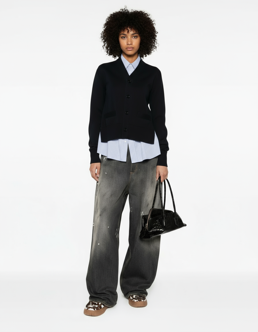 新品 layered cardigan