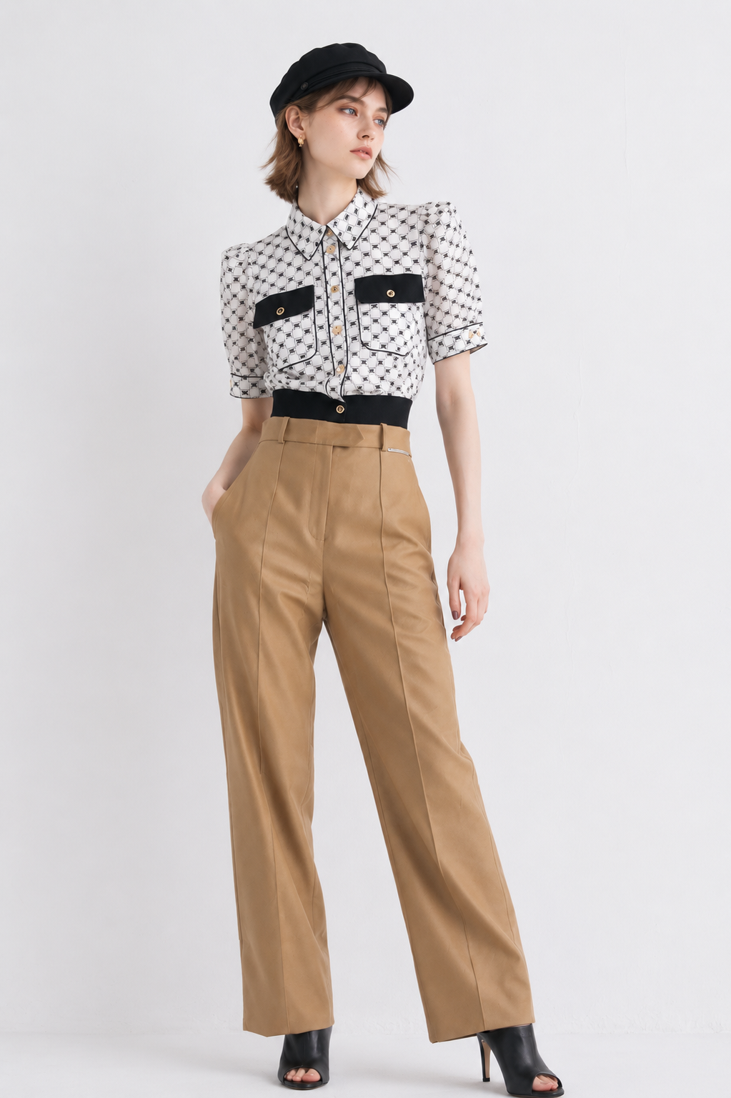logo print cropped shirt