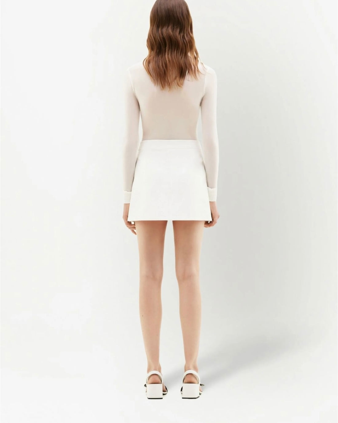 新品-vinyl mini skirt-brown