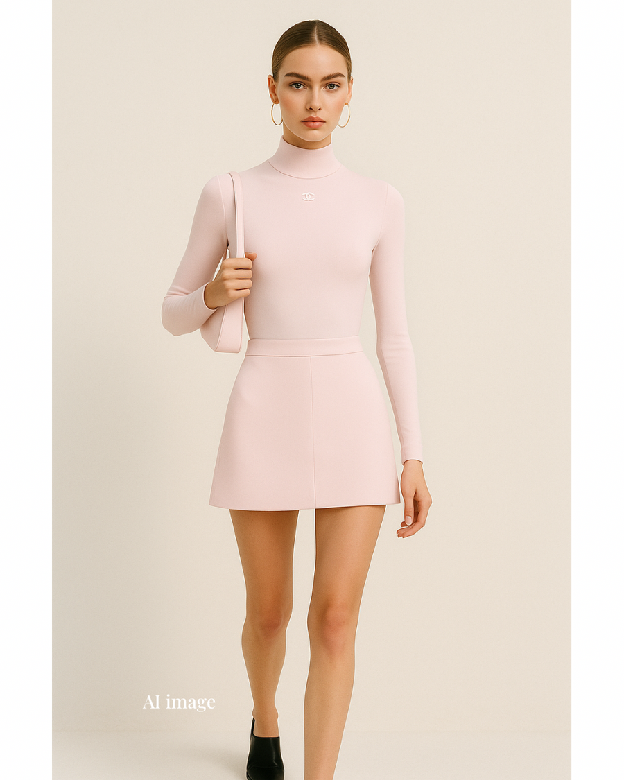 新品-vinyl mini skirt-baby pink