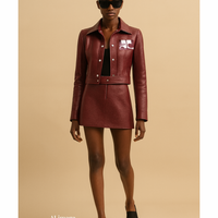 新品-vinyl mini skirt-wine red