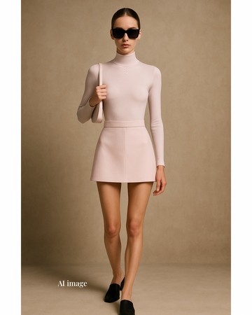 新品-vinyl mini skirt-baby pink