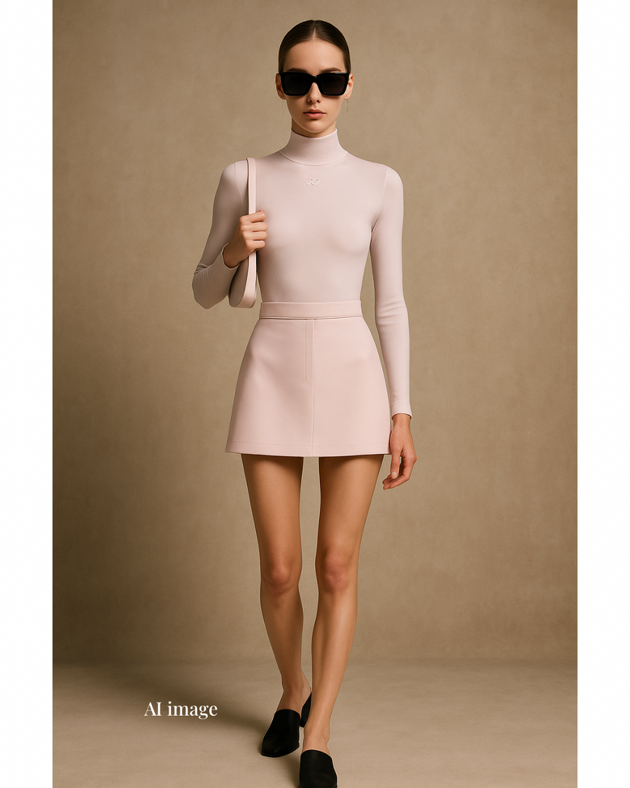 新品-vinyl mini skirt-baby pink