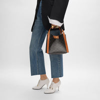 新作/新品 SMALL CUBO BAG IN TRIOMPHE CANVAS AND NATURAL CALFSKIN(入荷リクエスト)