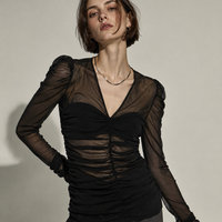 未使用品 【手洗い可】STUDIOS for FETICO 別注 TULLE GATHERD TOP (FREE SIZE)入荷リクエスト受付中