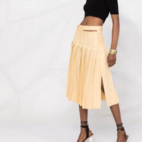未使用品 cutout pleats skirt yellow(38/M)入荷リクエスト受付中