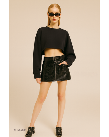 新品zip mini skirt
