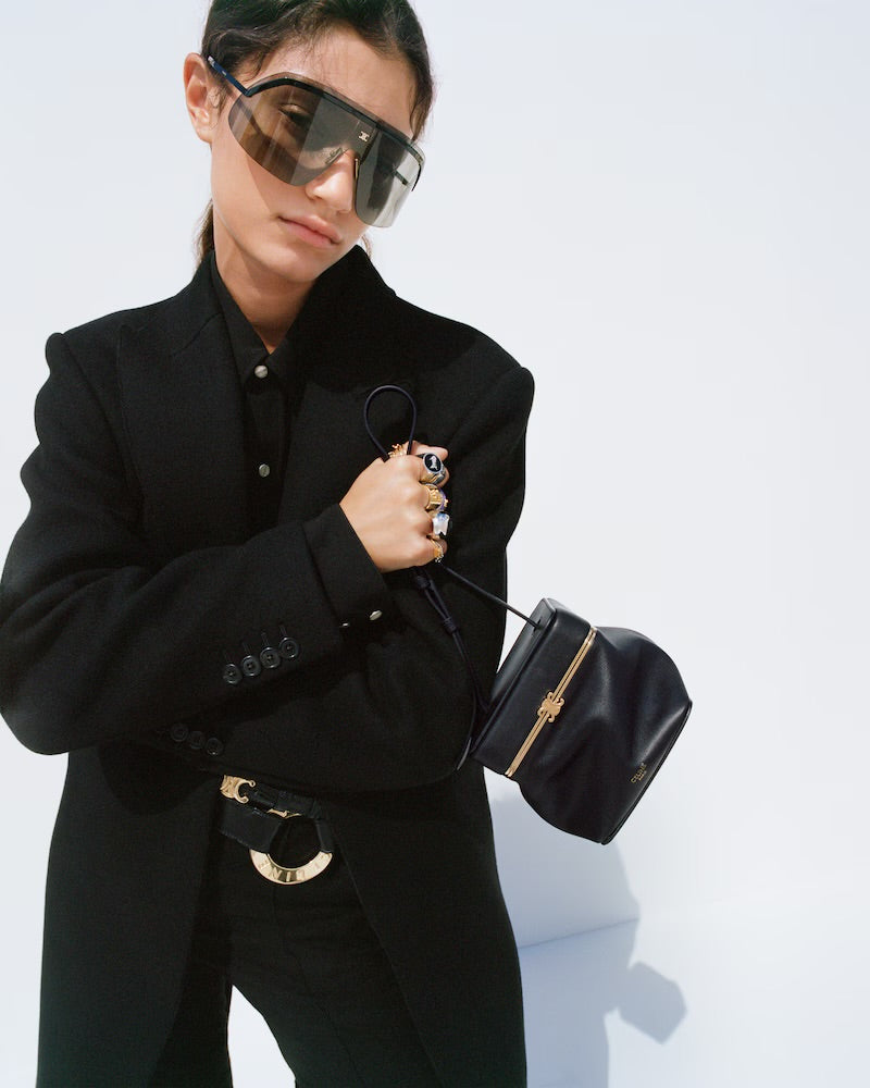 New Small Triomphe Frame in Supple Calfskin Black (Available upon request)