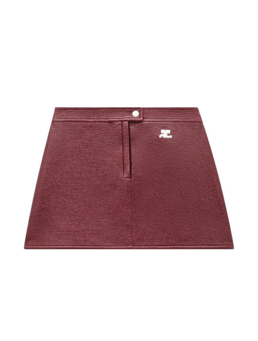 新品-vinyl mini skirt-brown