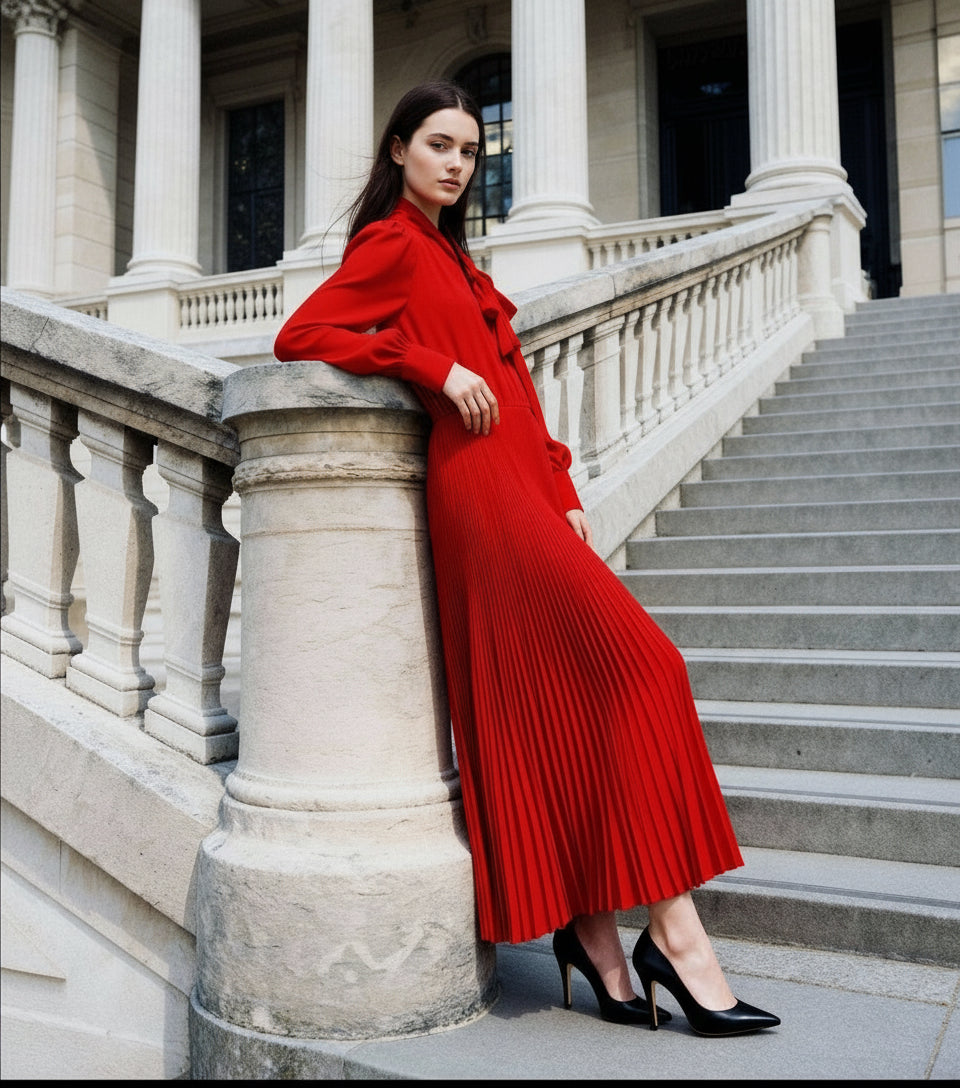 silk pleats long DRESS(38/S) – Dressing my Way